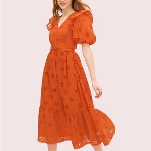 NEW Kate Spade Spade Clover Eyelet Dress Tamarillo (12)
